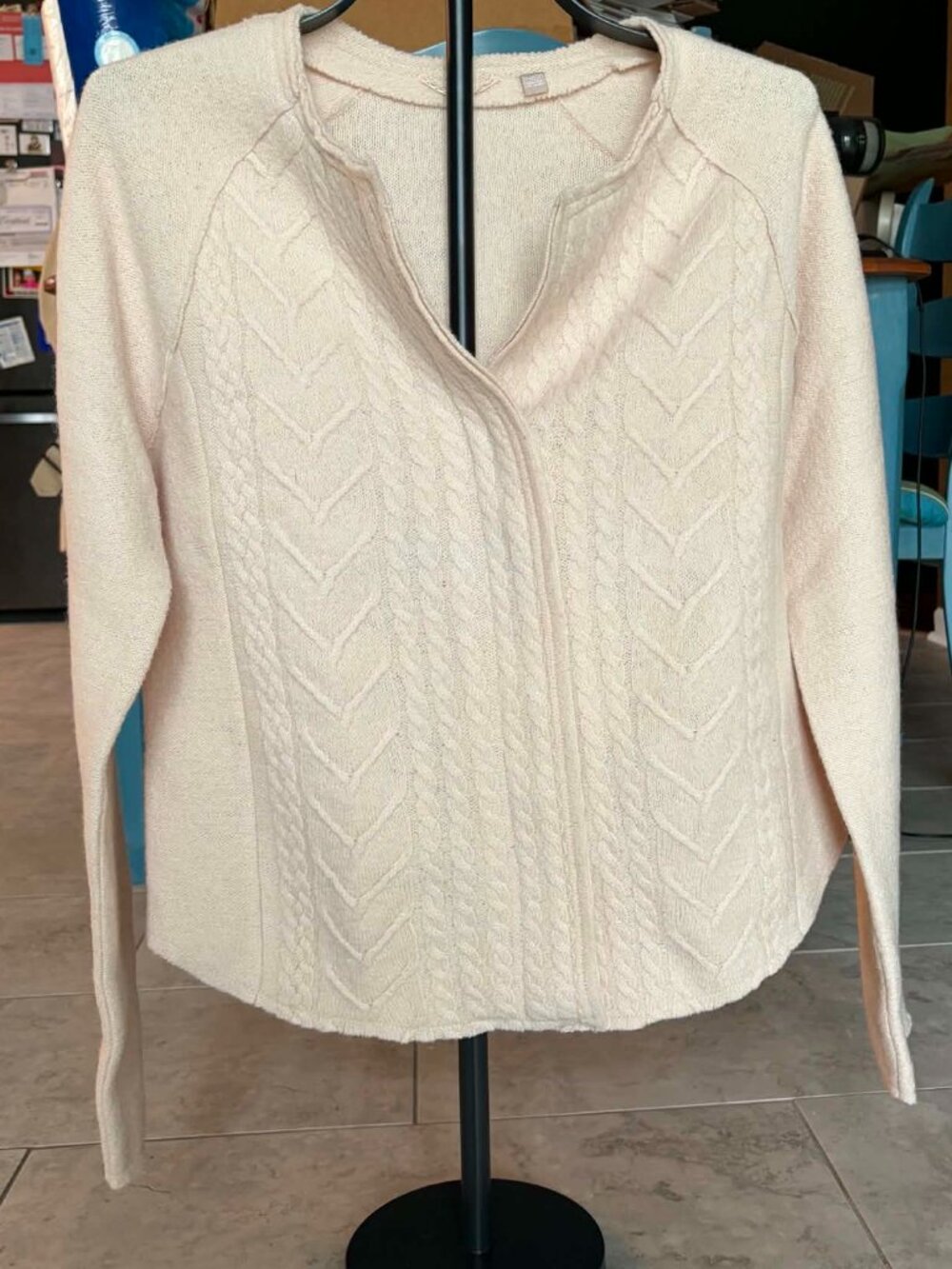 Anthropologie Knitted & Knotted Wool Asymmetrical Zip Cardigan Cream L